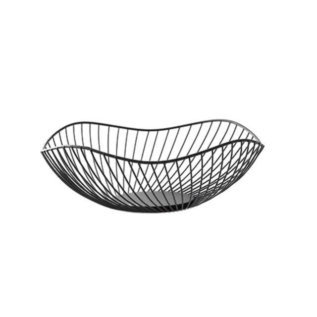 kurtrusly Sturdy And Durable Metal Fruit Baskets Large Capacity Open Wire Exquisite Appearance Wide black Oblique small 1Set