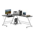 thumbnail image 2 of Modern L Shaped Desk, Corner Computer Desk Game Writing Workstation, Black & Silver, 2 of 8
