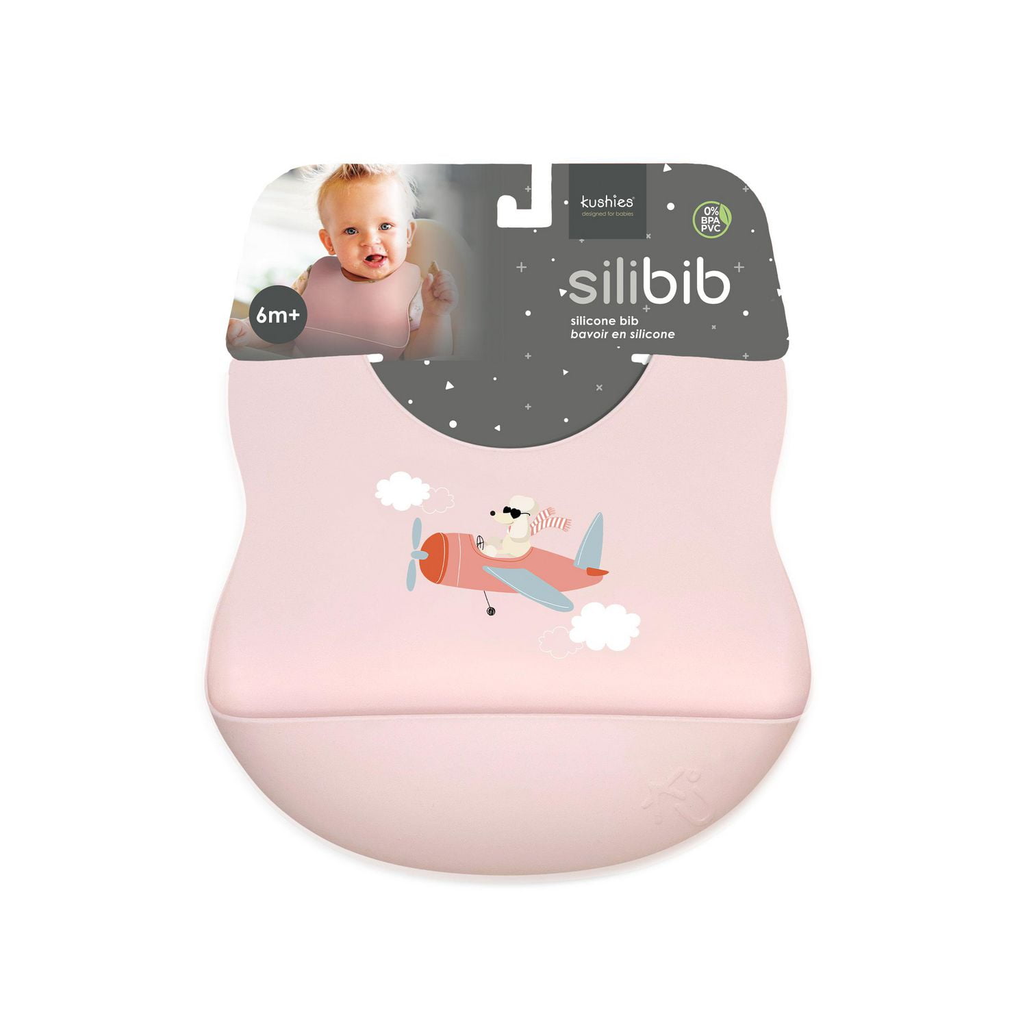 Kushies - Silibib - silicone bib - Skye pink