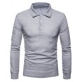 thumbnail image 1 of RXIRUCGD Men's Long Sleeved Solid Color Button Up Collar Top, Gray, Size: M, 1 of 8