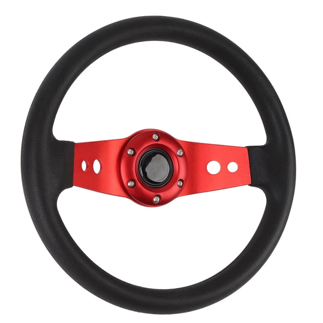 Race Style Steering Wheel, 13in Car Steering Wheel PU Stylish Look Impact Resistant Enhanced Grip Easy Installation Racing Steering Wheel for Vehicle