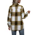 thumbnail image 4 of Women Plaid Flannel Shirt Jacket Button Down Lapel Long Sleeve Shacket Cardigan Coats Fall Spring Clothes, 4 of 5