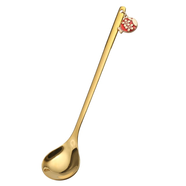 Dvkptbk soup spoon New Year Tableware Dessert Spoon Stirring Small Spoon New Year Gift Spoon