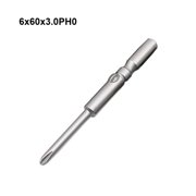 6mm Round Shank PH00/PH0/PH1 Electric Cross Screwdriver for 802 Electric Screwdriver – Alloy Steel, 60mm Length, for Cordless Drills and Hand Drills(6x60x3.0PH0)