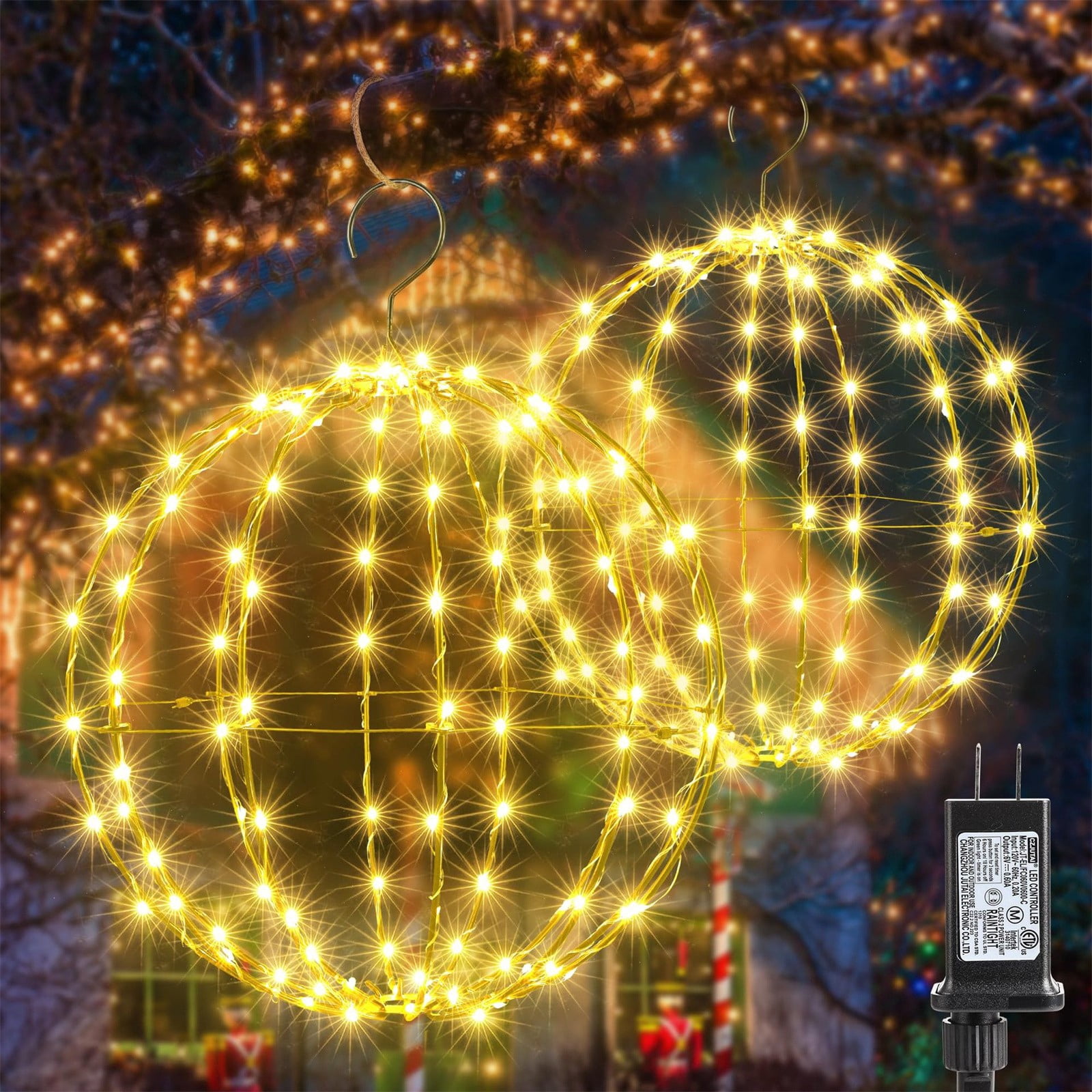 Clearance!Giyblacko Christmas Outdoor Decorations Lights 1PCS 12 Inch Connectable Hanging Tree Globe 120 LED Fairy Lights With 8 Lighting Modes Timing Function Indoor Outdoor (Warm