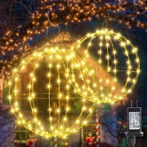 Clearance!Giyblacko Christmas Outdoor Decorations Lights 1PCS 12 Inch Connectable Hanging Tree Globe 120 LED Fairy Lights With 8 Lighting Modes Timing Function Indoor Outdoor (Warm