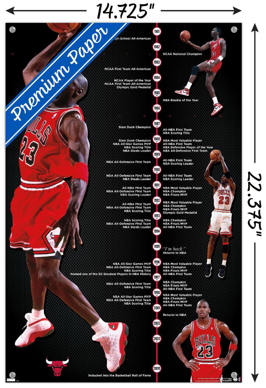 Michael Jordan - Timeline Wall Poster, 22.375" x 34" Framed