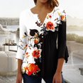 thumbnail image 1 of T-Shirt à Manches Courtes à Imprimé Floral Top Dames Beige L, 1 of 5