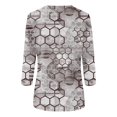 thumbnail image 5 of Hauts à Manches 3/4 pour Femmes Été Mode pour Femmes T-shirt Ample Imprimé Blouse à Manches 3/4 Col Rond Hauts Décontractés Blouses pour Femmes en Liquidation, 5 of 5