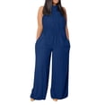 thumbnail image 2 of LSLJS Womens Casual Sleeveless Spaghetti Strap Loose Adjustable Jumpsuits Stretchy Long Pants Romper with Pockets, 2 of 5