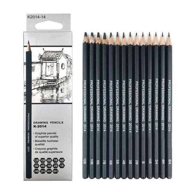 LOVEVER Ensemble de 14 Crayons de Croquis Croquis Dessin Graphite Art Crayon Fusain S6X5
