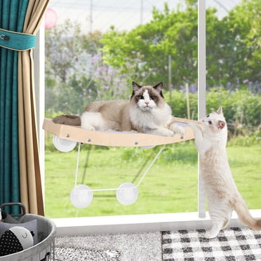 Cat Window Perch, Cat Hammock Window Seat with Strong Suction Cups, Window Mounted Cat Bed, Weighted Up to 40lb