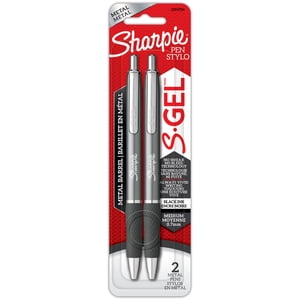 Sharpie S-Gel, Stylos de gel, barillet en métal mince, point moyen (0.7 mm), encre noire, 2 Nombre