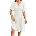 thumbnail image 1 of Robe Femme Été Décolleté en V Profond Élégante Mini-Robe à Volants Taille Robes Blanc P, 1 of 10