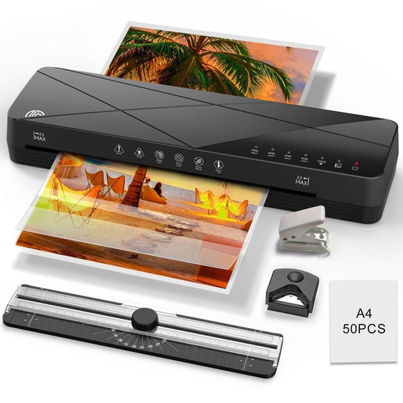 Crenova Laminator Machine 13 inch,Laminator Touch Screen with 50 Laminating Sheets, 60s Quick Warm Up Auto Off, Hot and Cold Laminator ABS Jam Free, Laminator for Home Office Scho