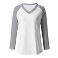 thumbnail image 4 of EQWLJWE Raglan Sleeve Tops for Women Plus Size Color Block V Neck Raglan Long Sleeve Shirts Casual Fall Sweatshirts Holiday Raglan Sleeve Tops, 4 of 4