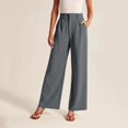 thumbnail image 2 of Kcodviy Pantalon à Jambe Grand pour Femmes Pantalon Rayé pour Femmes Décontracté pour Femmes Travail Affaires Pantalon Décontracté pour Femmes pour le Travail Décontracté Taille Haute Robe à Cordon Pantalon Décontracté Femmes Pantalon Fluide Pantalon de Bureau, 2 of 5