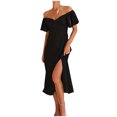 thumbnail image 2 of SMihono Summer Plus Size Dress for Women 2023 Mode Casual Printemps Été Manches Courtes Cheville Ronde Robe, 2 of 9