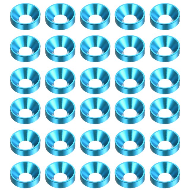 Unique Bargains Lot de 30 Rondelles à Encastrer M5 en Alliage d'Aluminium Anodisé pour Finition, Bleu Ciel