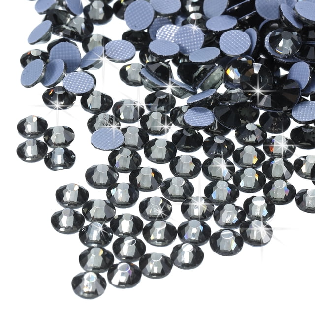 Uxcell Hotfix Rhinestones Flatback Crystal Glass Gems for Craft Clothes DIY Decoration Transparent Black 4.8mm