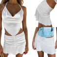 thumbnail image 5 of EYIIYE Women's Casual A-line Pleated Skirts, Ruched Ruffle Wave Mini Skirts, 5 of 5