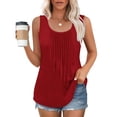 thumbnail image 2 of Besolor Débardeur pour Femme Grande Taille Col Rond Sans Manches Chandails Basiques devant Plissé Décontracté Sortie Blouse d'Été T-Shirts, 2 of 6