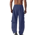 thumbnail image 3 of Plebaso Pantalon Cargo pour Homme, Pantalon de Randonnée Décontracté à Cordon, Léger, Uni, Pantalon de Travail d'Extérieur pour Homme, 3 of 5