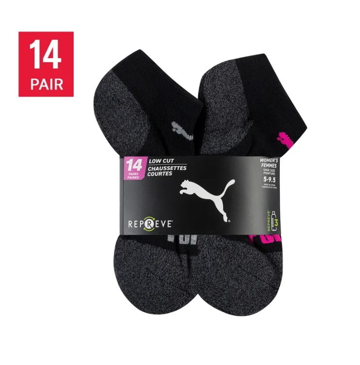 Puma Women’s Repreve Athletic Sock, 12-pairs, Black