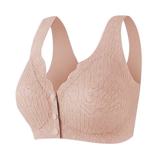 Yuzhih Womens Front Closure Everyday Bras Comfortable Wireless Bralettes V Neck Seamless Bra Wire Free Basic Bras