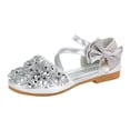 thumbnail image 1 of MIASHUI Chaussures de Fille Robe Nœud Papillon Paillettes Princesse Chaussures de Fête Talons Bas Sandales Mary Jane, Argent, 4-4,5 Ans, 1 of 8