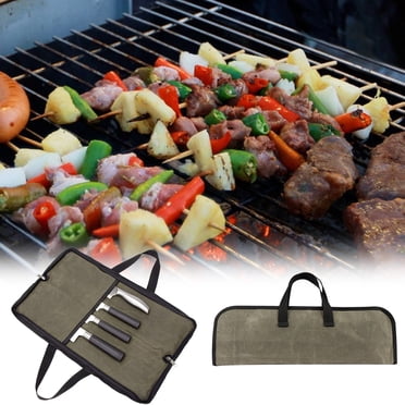 TIMIFIS Bbq Storage Bbq Tool Storage Bag Portable Knife and Utensil Organizer with Rugged Canvas Roll Idealfor Grilling and Camping Camping & Hiking