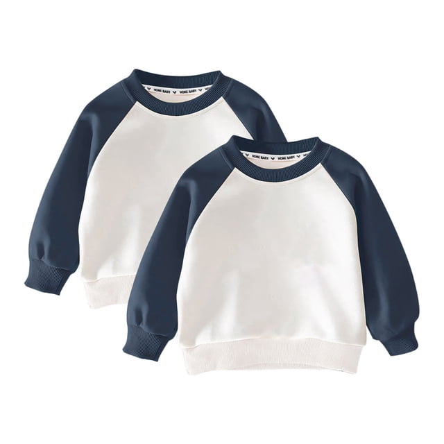 RXIRUCGD Chandail à Capuche de Sport pour Enfants, Chandail à Col Rond pour Garçons et Filles, Manches Longues (Bleu, Taille : 3-4 Ans)