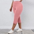 thumbnail image 4 of Timegard Yoga Leggings for Women High Waisted Button Solid Color Slim Capris Athletic Workout Gym Pants, 4 of 7