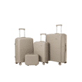 thumbnail image 2 of TRAVLR Monograph 4 Piece Luggage Set, Unbreakable Polypropylene Hardside Spinner Suitcase with 12" Vanity Case, Anti-Blast YKK Zippers, TSA Lock, Expandable Travel Bags (Milk Tea ), 2 of 6