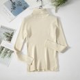 thumbnail image 5 of Dagegui Chandail à Col Roulé pour Femmes, Tricot Côtelé, Coupe Ajustée, Hauts Légers à Manches Longues, Chandail d'Automne et d'Hiver Extensible, Couche de Base, Beige, Taille Unique, 5 of 5