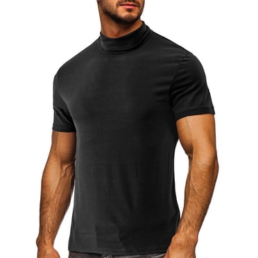 cfhntfmh Mens Mock Turtleneck T Shirts Big and Talls Short Sleeve Base Layer Tops Basic Solid Solid Undershirts