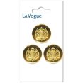 thumbnail image 1 of LA VOGUE Shank Button - Gold Colour, 22 mm (0.87 in) (Classic Crest Style), 1 of 2
