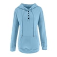 thumbnail image 4 of Womens 2023 Hooded Snap Button Collar Drawstring Hoodies Pullover Sweatshirts Fall Long Sleeve Tops Shirts with Pocket Plus Size Oversized Sweatshirts For Women Halloween, 4 of 5