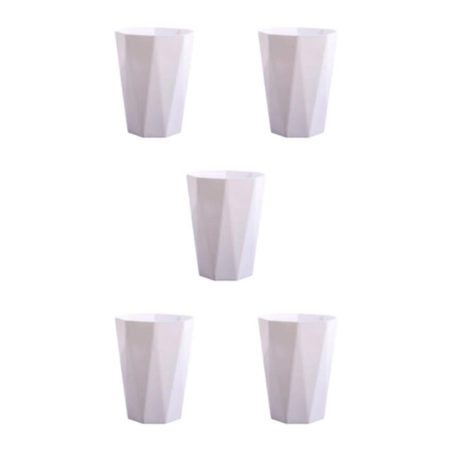 ZheElen PP Office And Home Waste Bin - 6L Capacity Easy Access Kitchen Large Capacity Kitchen Bedroom White L 5Set