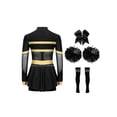 thumbnail image 2 of Aislor Tenue de Cheerleading pour Filles Enfants Halloween Cheer Leader Costume de Cosplay Rave Fête Danse Justaucorps Robe Noir A 10, 2 of 7
