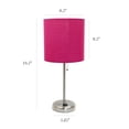 thumbnail image 4 of LimeLights Brushed Steel Stick Lamp with Charging Outlet and Fabric Shade 2 Pack Set, 4 of 9