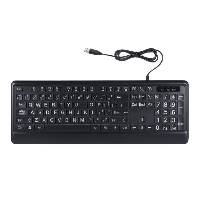 Graflsoa Clavier Multimédia USB Adapté aux Personnes Âgées avec Rétroéclairage Réglable, Grandes Touches pour une Tape Facile, Compatible avec Plusieurs Systèmes Windows