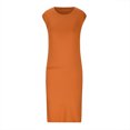 thumbnail image 4 of AherBiu Robe Débardeur pour Femmes T-Shirt Basique Sans Manches Col Ras du Cou Ajustée Confortable Robe Midi avec Poche, 4 of 5