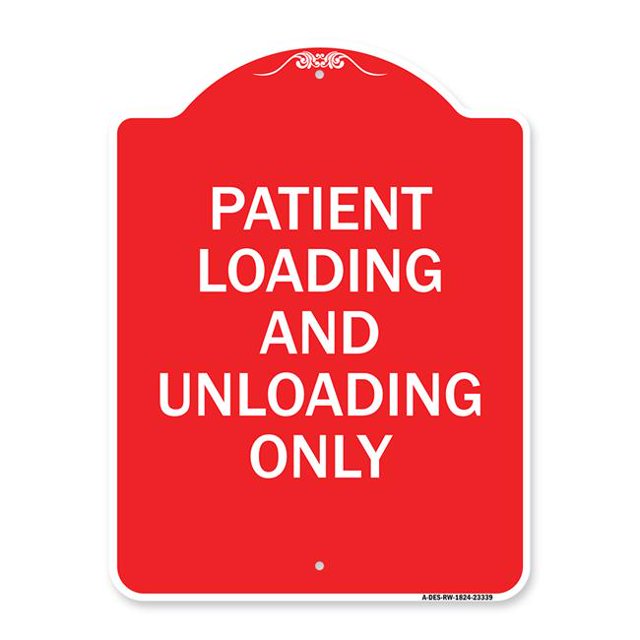 Panneau de la Série Designer 18 x 24 Po - Chargement et Déchargement Patient Uniquement, Rouge et Blanc