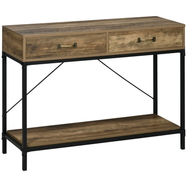 HOMCOM Table Console Vintage Table de Sofa avec Tiroirs Étagère de Rangement
