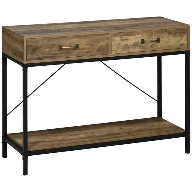 HOMCOM Table Console Vintage Table de Sofa avec Tiroirs Étagère de Rangement