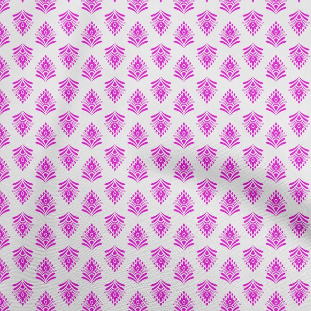 oneOone Cotton Poplin Fuschia Pink Fabric Asian Block Craft Projects Decor Fabric Printed By The Yard 56 Inch Wide