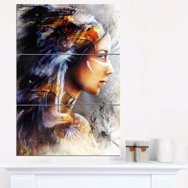 Design Art - Woman with White Horse Eagles