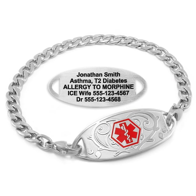 MedicEngraved Stainless Steel Custom Medical Alert Bracelet - 5mm Curb Link