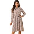 thumbnail image 1 of INSPIRE CHIC Robe Ceinturée à Imprimé Floral Vintage en Mousseline à Manches Longues à Col Noué pour Femme, 1 of 6